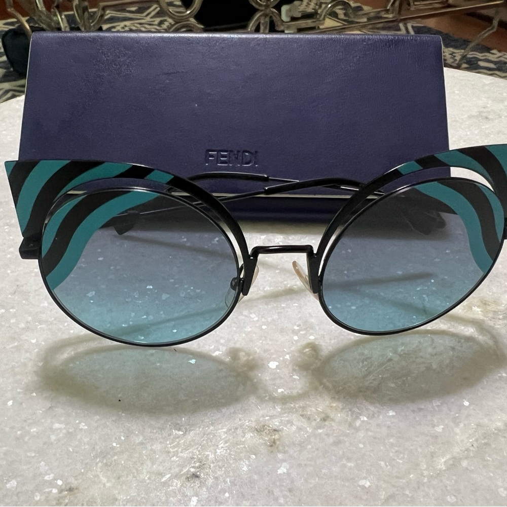 Fendi 53mm Cat Eye Sunglasses 100% UV Protection Blue Black